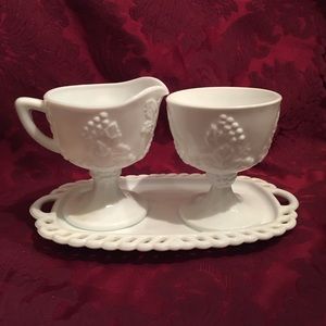Indiana Glass Milk Glass Cream & Sugar Set